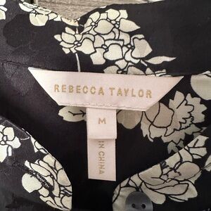 Rebecca Taylor Black and Cream Floral High Neck Dress